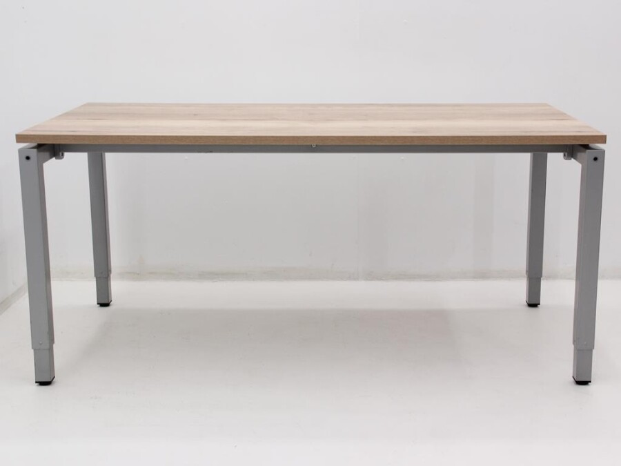 Bureau 160x80cm (bxd) nieuw werkblad halifax eiken, npoot alu grijs