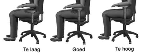 De armleuningen/steunen van de bureaustoel ergonomisch instellen